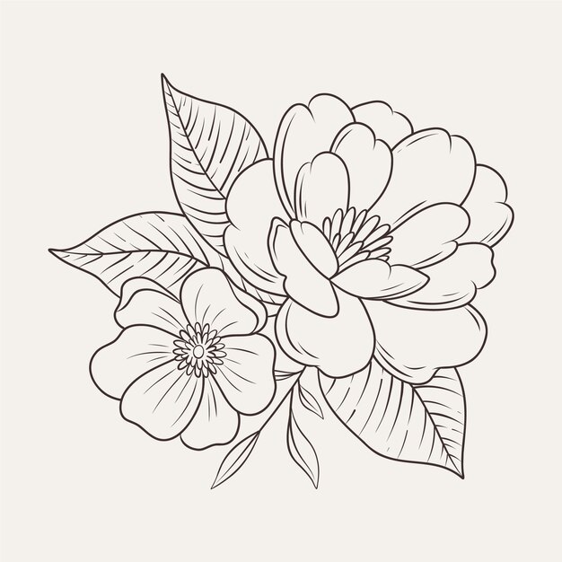 Hand drawn flat design simple flower outline