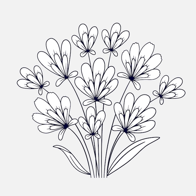 Hand drawn flat design simple flower outline