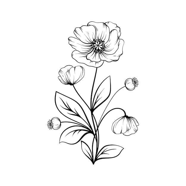 Free vector hand drawn flat design simple flower outline