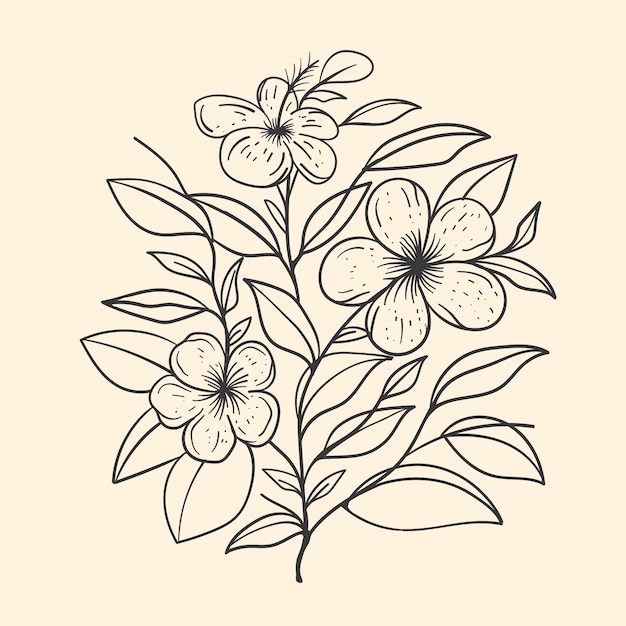 Free vector hand drawn flat design simple flower outline