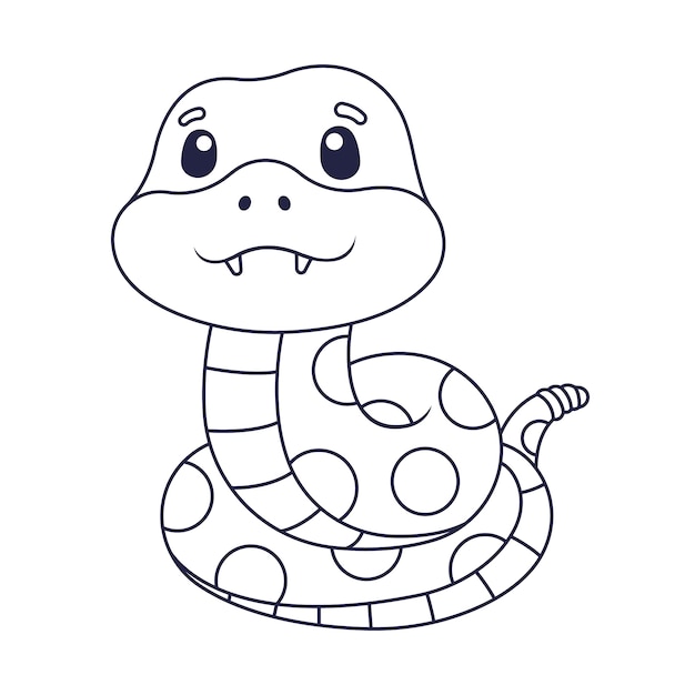 手描きのフラットデザインのヘビのアウトライン