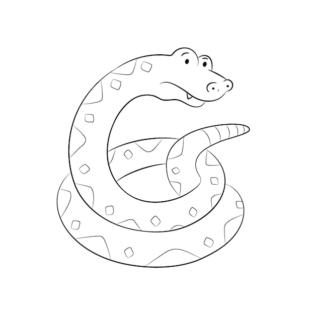 Hand drawn flat design snake outline