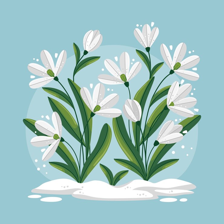 Free Vector hand drawn flat design snowdrop illustration