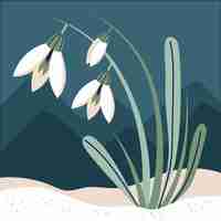 Free vector hand drawn flat design snowdrop