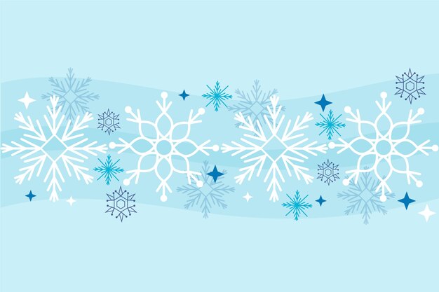 Hand drawn flat design snowflake border