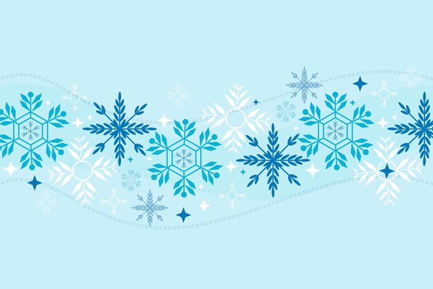 Hand drawn flat design snowflake border