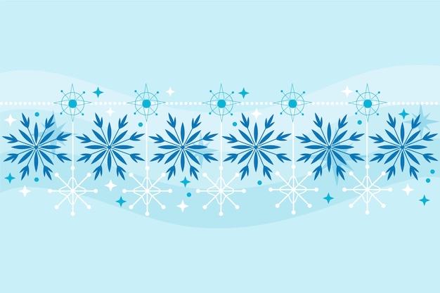 Hand drawn flat design snowflake border