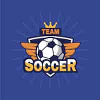 Бесплатное векторное изображение Ручной обращается плоский дизайн футбольного логотипа шаблон