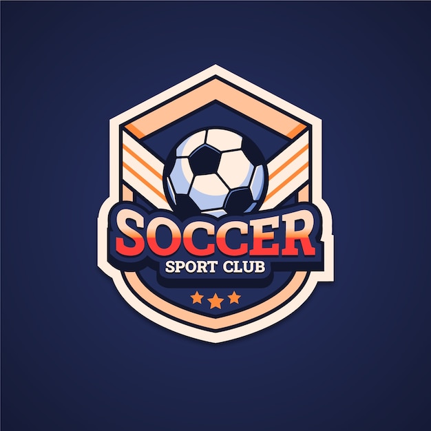 Vettore gratuito logo di calcio design piatto disegnato a mano