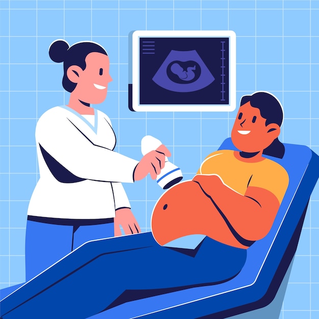 Hand drawn flat design sonography illustration