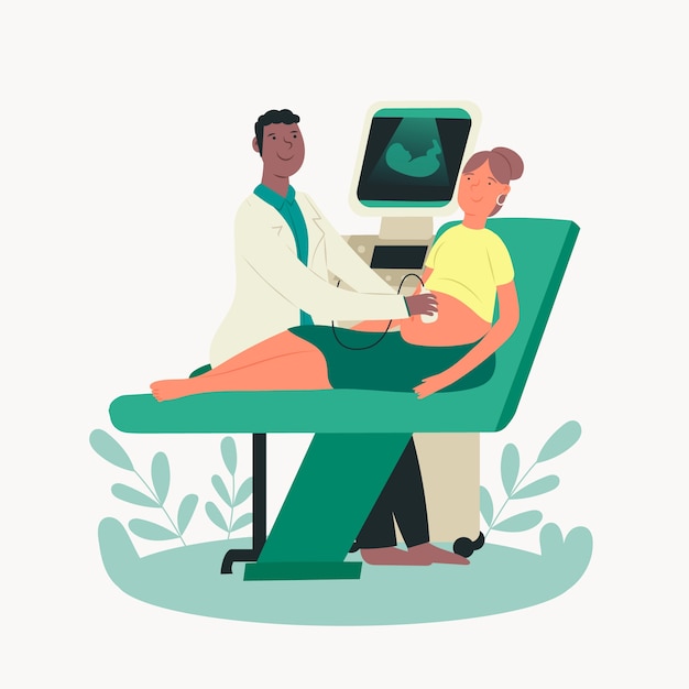 Hand drawn flat design sonography illustration