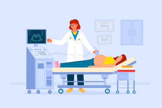 Hand drawn flat design sonography illustration