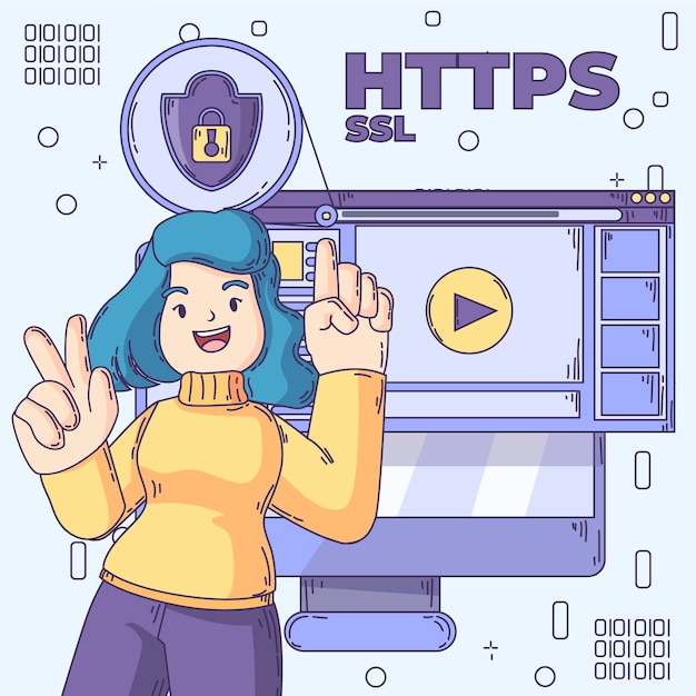 Hand drawn flat design ssl illustration