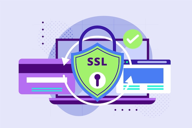 Illustrazione ssl design piatto disegnato a mano