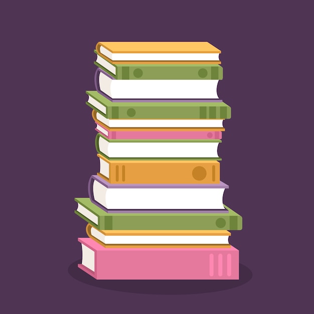 Hand drawn flat design stack of books illustration