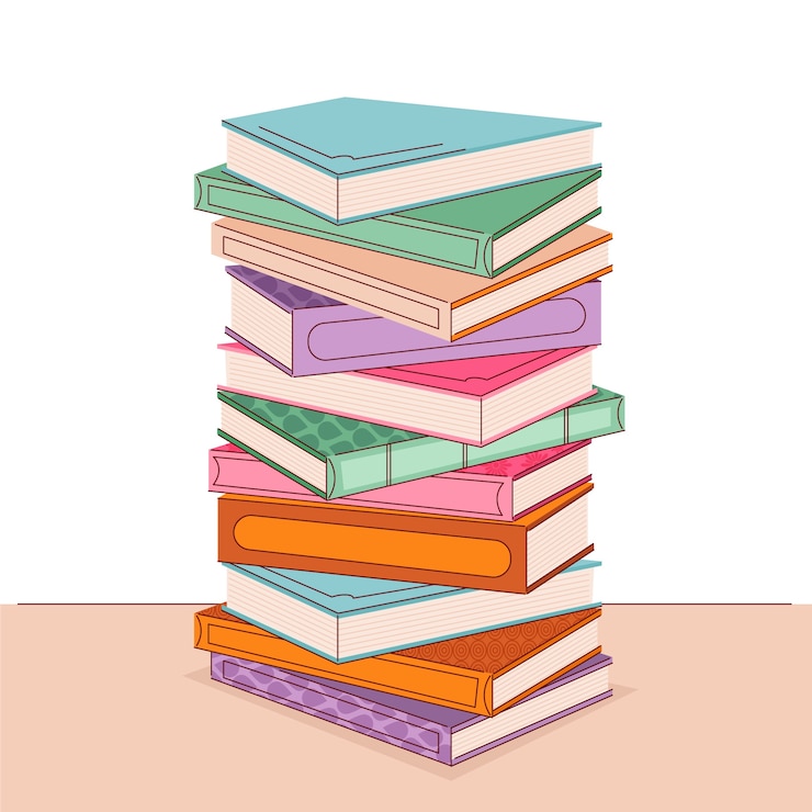 Free Vector hand drawn flat design stack of books illustration