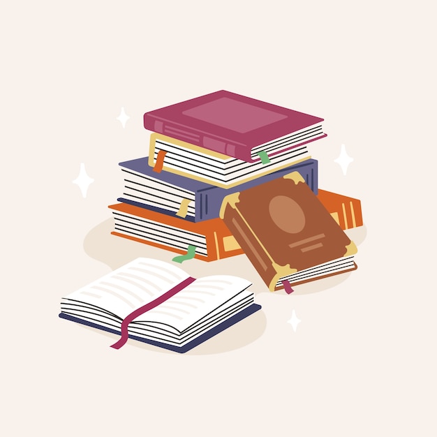 Free vector hand drawn flat design stack of books illustration