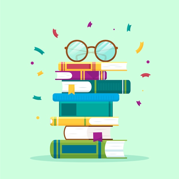 Free vector hand drawn flat design stack of books illustration