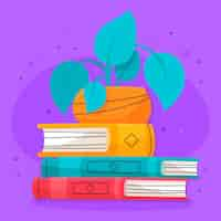 Free vector hand drawn flat design stack of books