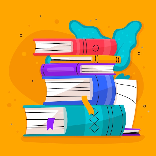 Free vector hand drawn flat design stack of books