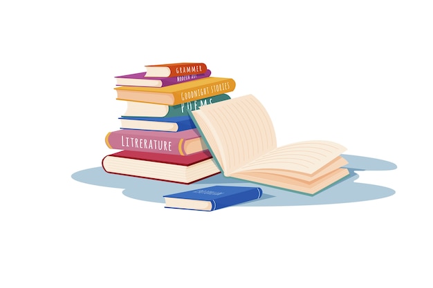 Free vector hand drawn flat design stack of books