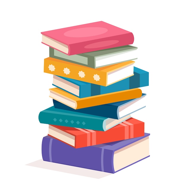 Hand drawn flat design stack of books