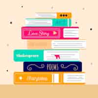 Free vector hand drawn flat design stack of books