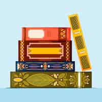 Free vector hand drawn flat design stack of books