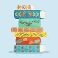 Free vector hand drawn flat design stack of books