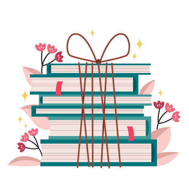 Hand drawn flat design stack of books