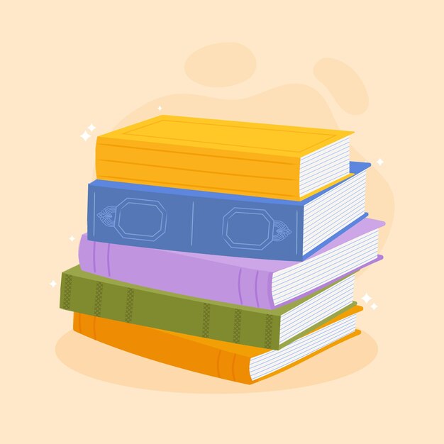 Hand drawn flat design stack of books