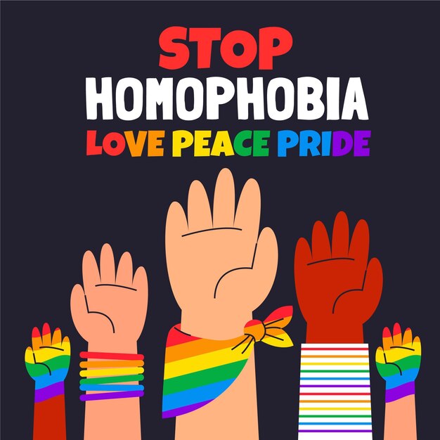 Hand drawn flat design stop homophobia concept