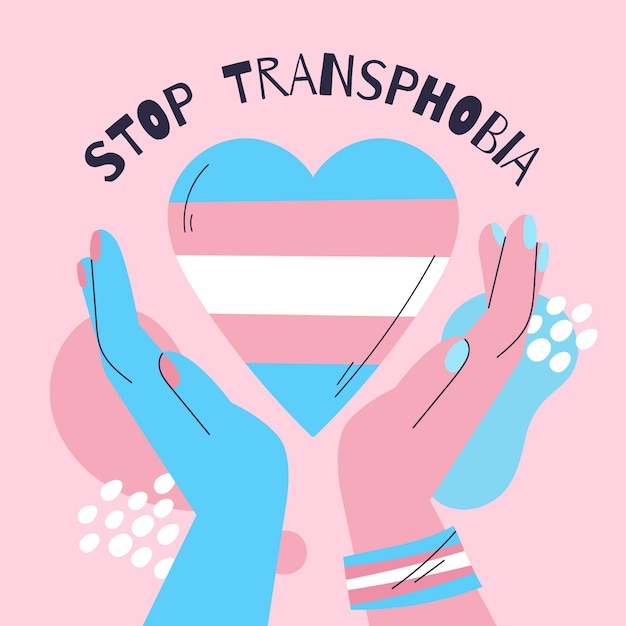 Бесплатное векторное изображение Ручной обращается плоский дизайн остановить концепцию трансфобии