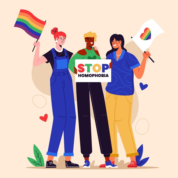 Free vector hand drawn flat design stop transphobia concept