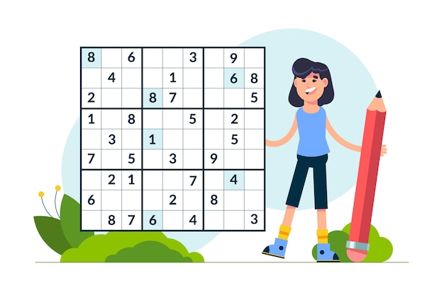 jogo sudoku com solução 15582377 Vetor no Vecteezy