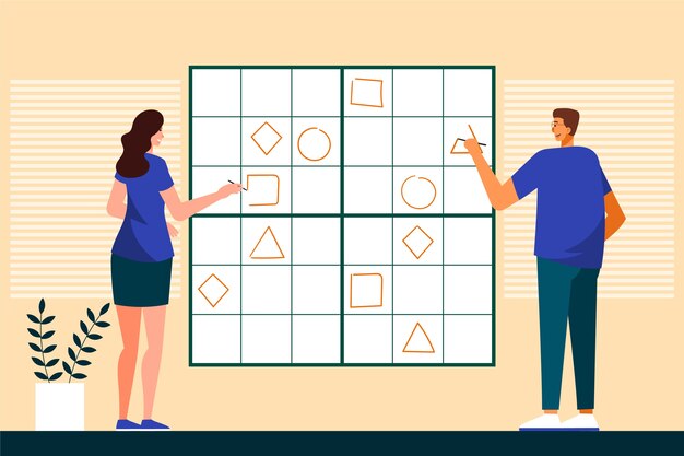 Hand drawn flat design sudoku game design