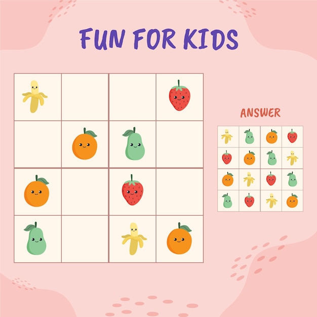 Gioco di sudoku dal design piatto disegnato a mano