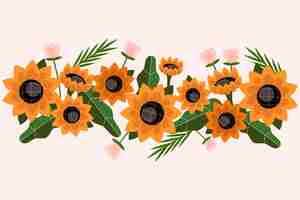 Free vector hand drawn flat design sunflower border