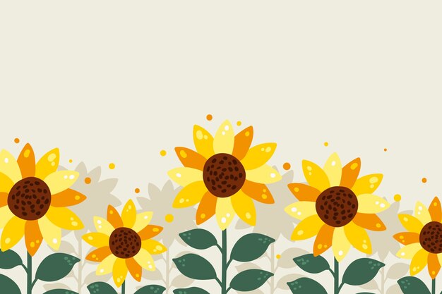 Hand drawn flat design sunflower border
