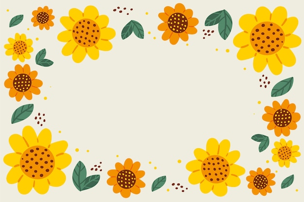 Free Vector hand drawn flat design sunflower border