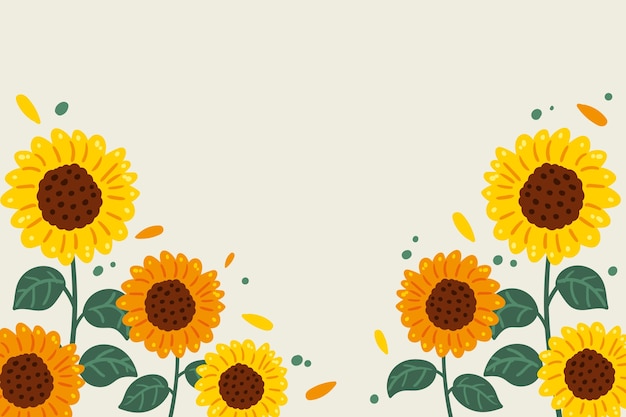 Free Vector hand drawn flat design sunflower border