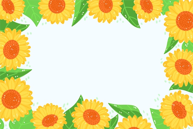 Free Vector hand drawn flat design sunflower border