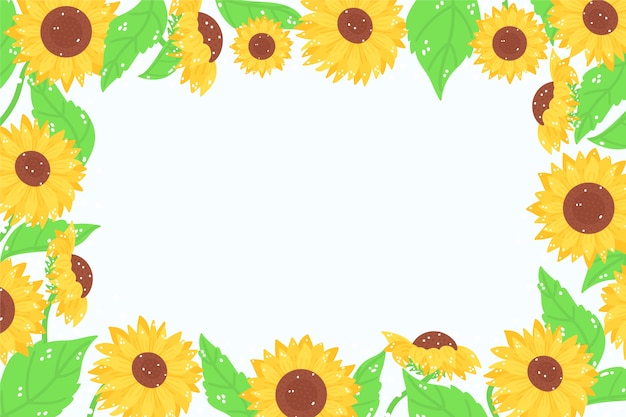 Free Vector hand drawn flat design sunflower border