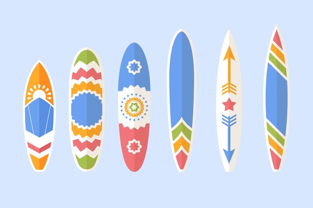 Hand drawn flat design sup board collection