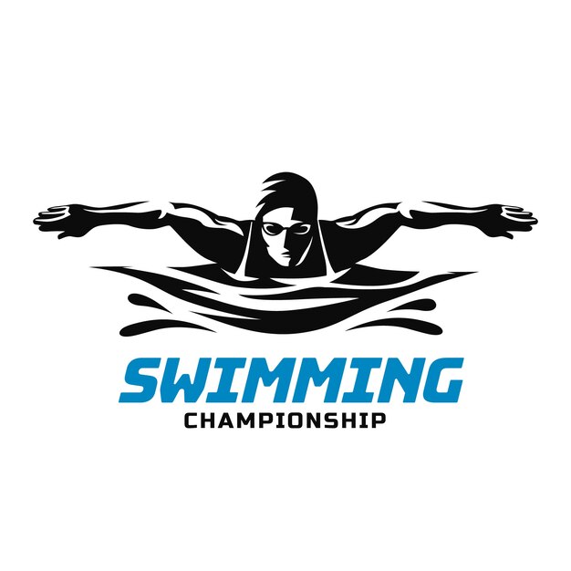Hand drawn flat design swimming logo template