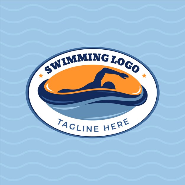 Hand drawn flat design swimming logo