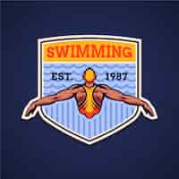 Vettore gratuito logo di nuoto design piatto disegnato a mano