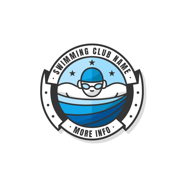 Hand drawn flat design swimming logo