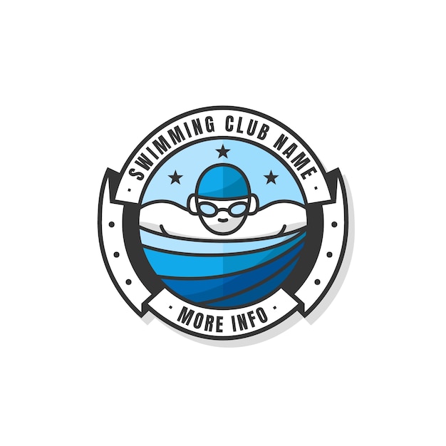 Hand drawn flat design swimming logo