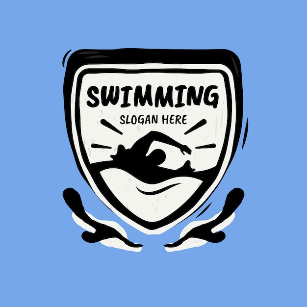 Vettore gratuito logo di nuoto design piatto disegnato a mano